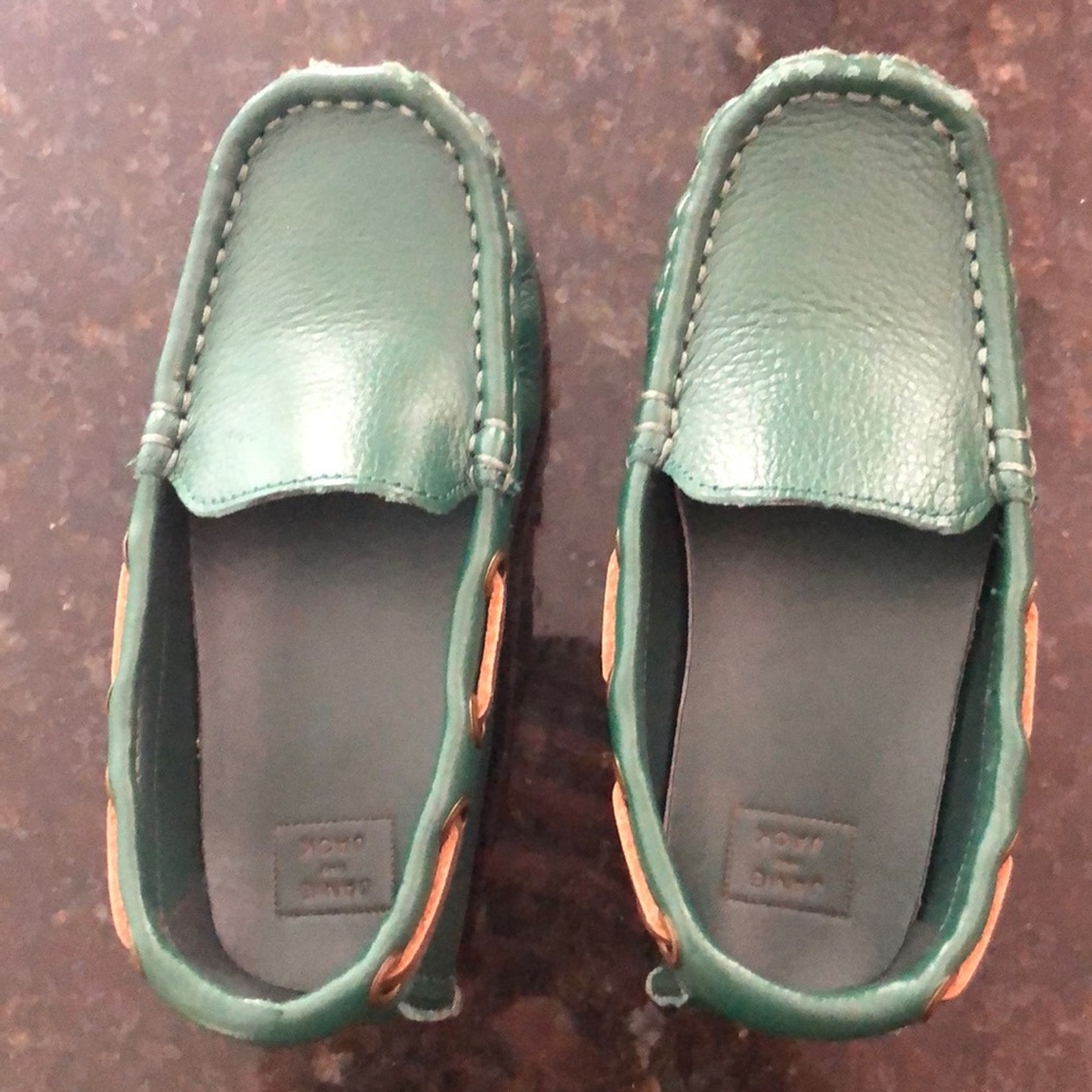 Boys Green Janie and Jack Leather Driving Shoes 👞